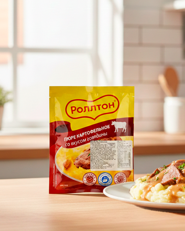 ROLLTON Пюре картофельное с мясным вкусом 34г