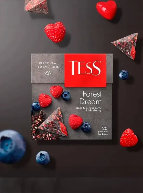 "TESS" Черный чай FOREST DREAM с малиной и ароматом черники 20pcs