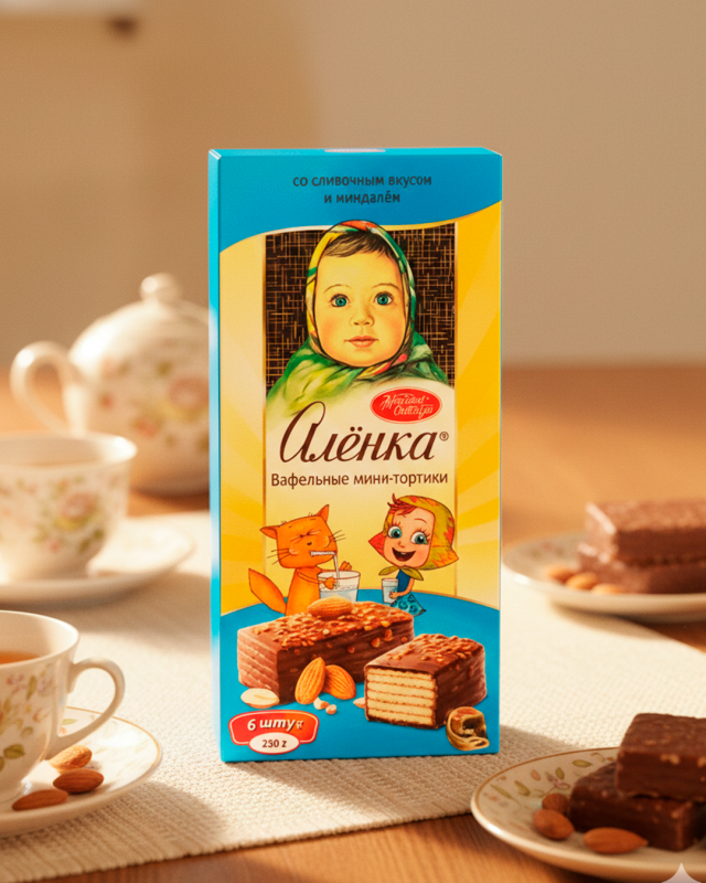 "АЛЁНКА" Вафельные мини-тортики со сливочным вкусом и миндалем 250gr