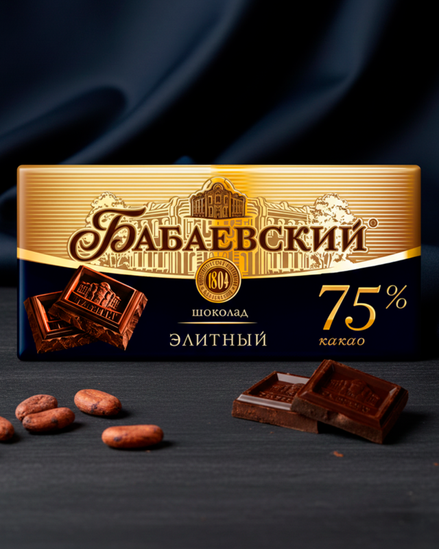 "BABAEVSKIY" Элитный шоколад 75% какао, 75г