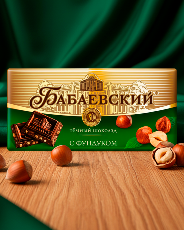 "БАБАЕВСКИЙ" Темный шоколад с фундуком 90gr