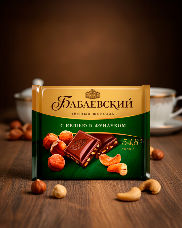 "БАБАЕВСКИЕ" Шоколад тёмный с кешью и фундуком 70gr