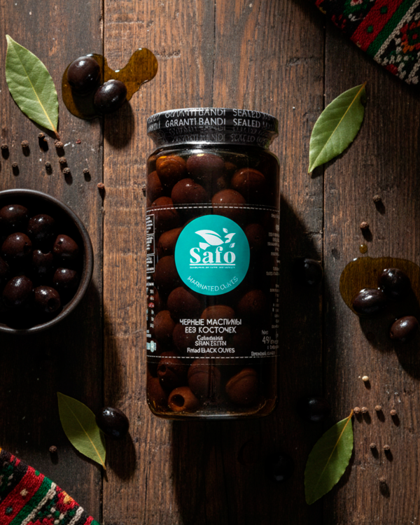 "SAFO" Черные маслины без косточек 490gr