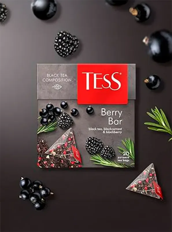 "TESS" Черный чай BERRY BAR с ежевикой и ароматом черной смородины 20pcs