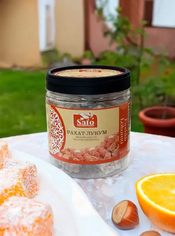 "SAFO" Рахат-лукум с лесным орехом (апельсин) 200гp
