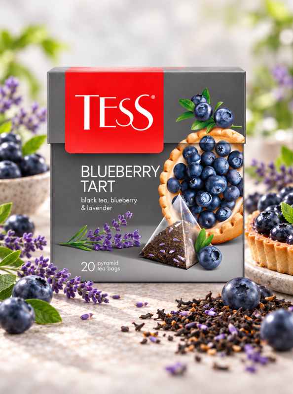 "TESS" Черный чай BLUEBERRY TART с черникой и лавандой 20pcs