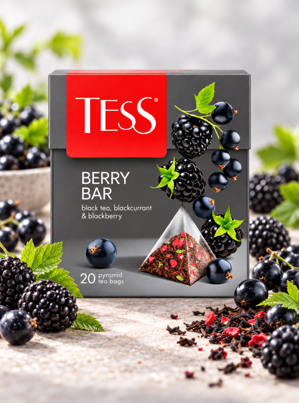 "TESS" Черный чай BERRY BAR с ежевикой и ароматом черной смородины 20pcs