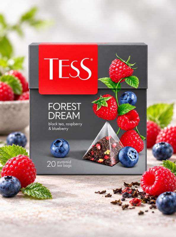 "TESS" Черный чай FOREST DREAM с малиной и ароматом черники 20pcs