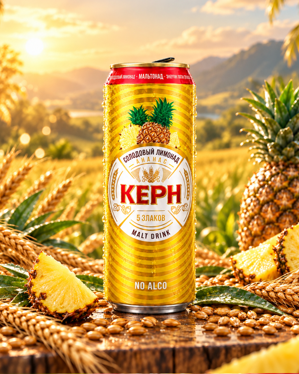 "KERN & PINEAPPLЕ" Солодовый лимонад со вкусом ананаса 450ml