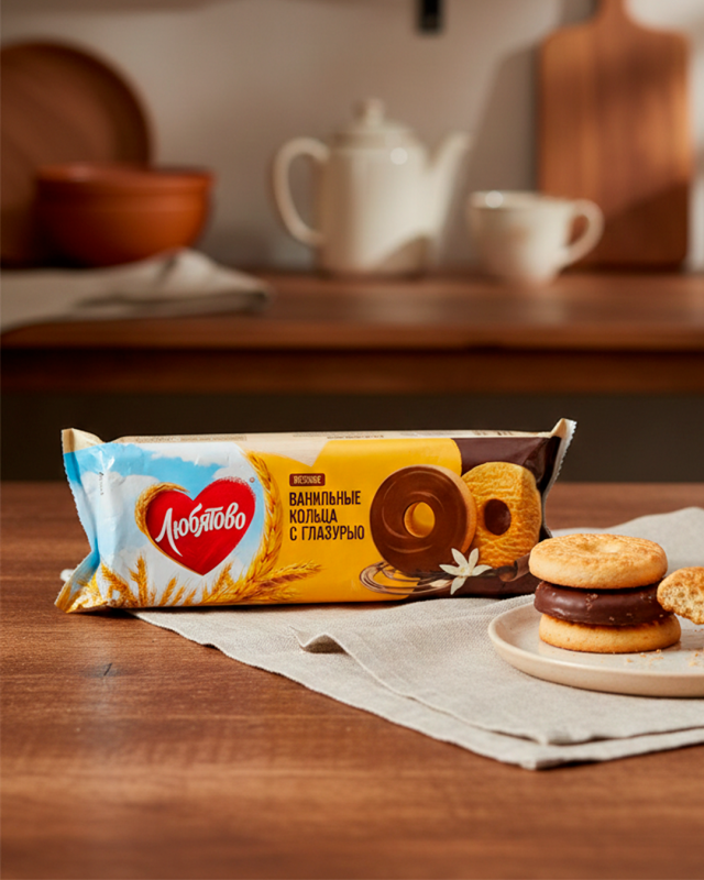 ЛЮБЯТОВО Печенье в глазури вкус Ванильный 190г