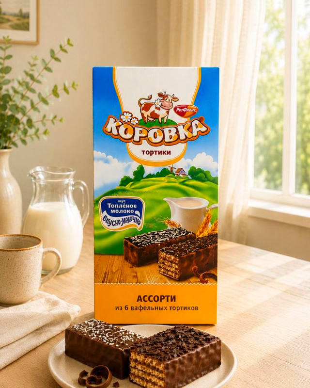 "КОРОВКА" Ассорти из 6 вафельных тортиков 180г.