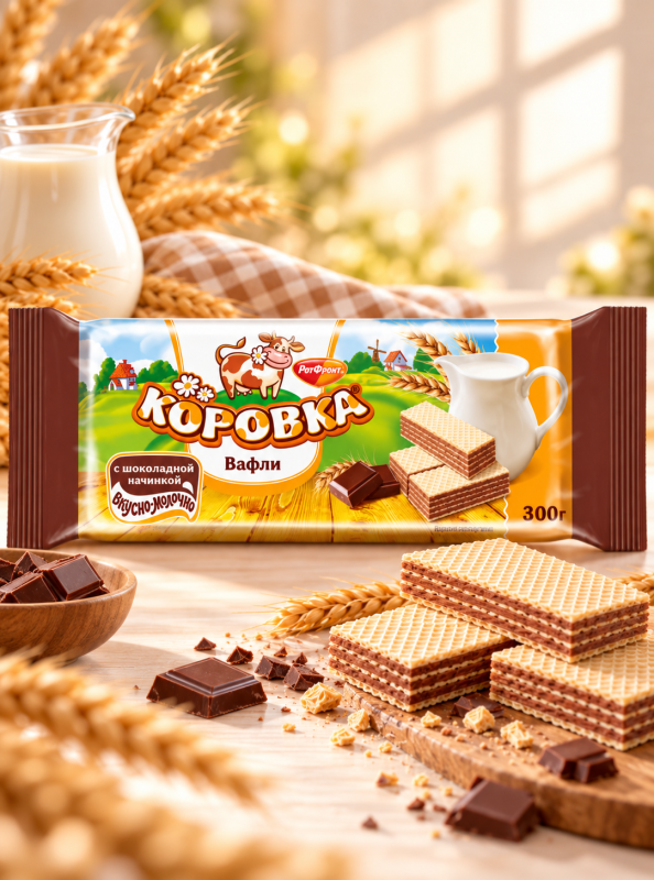 "КОРОВКА" Вафли с шоколадной начинкой 300г