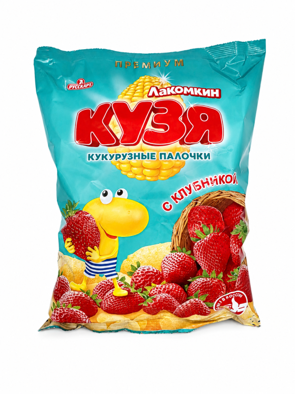 "КУЗЯ" Кукурузные палочки со вкусом клубники 100г.