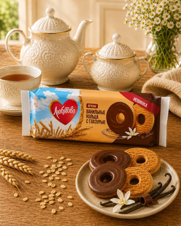 "ЛЮБЯТОВО" Печенье в глазури вкус Ванильный 190г