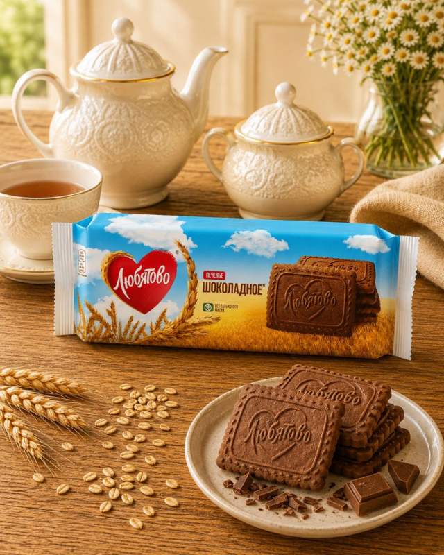 "ЛЮБЯТОВО" Печенье вкус Шоколада 230г