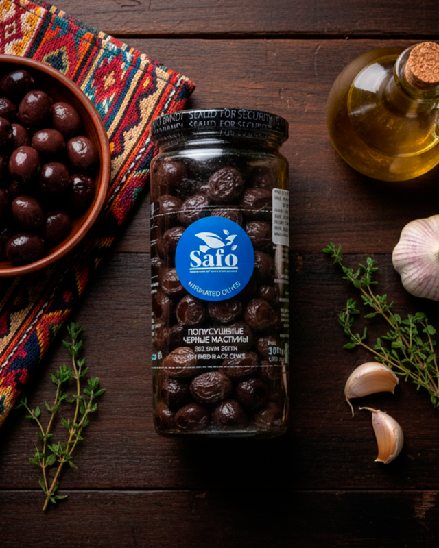 "SAFO" Полусушеные черные маслины 300gr