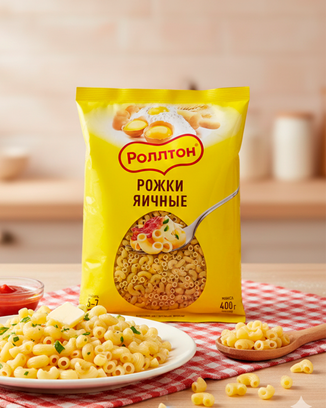 ROLLTON Макароны яичные рожки 400 гр
