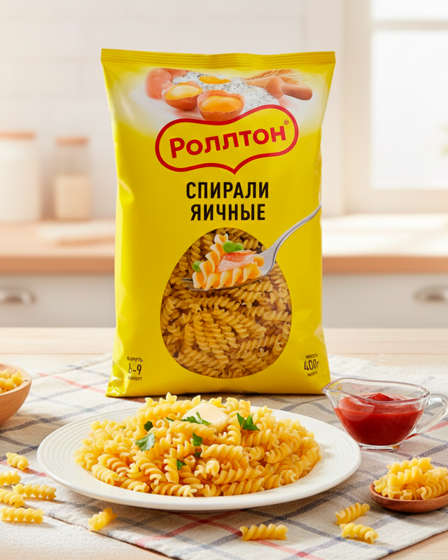 ROLLTON Макароны яичные спираль 400гр