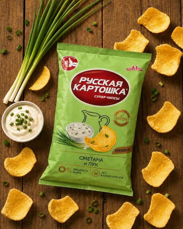 "Русская Картошка" Картофельные чипсы сметана и лук 140г