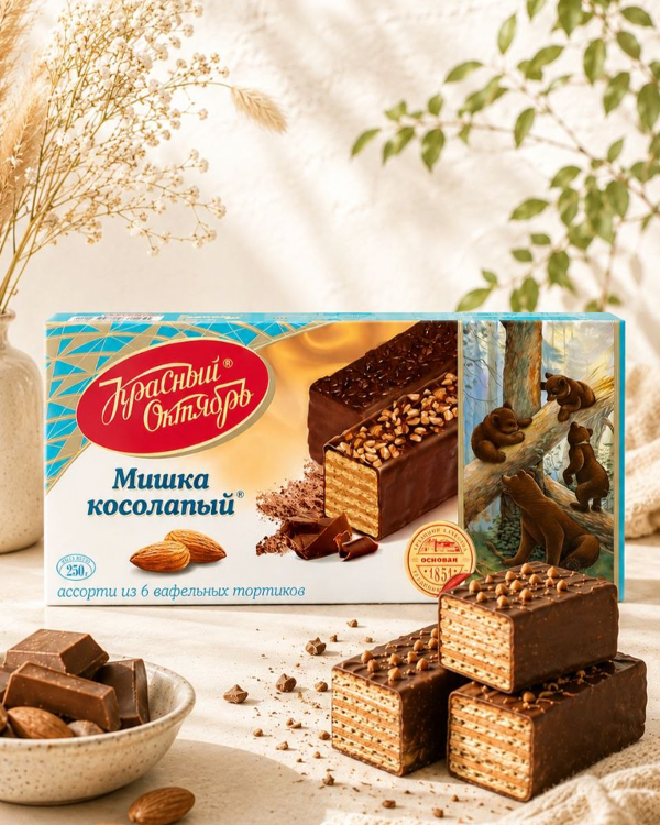 "МИШКА КОСОЛАПЫЙ" Ассорти из 6 вафельных тортиков 250г