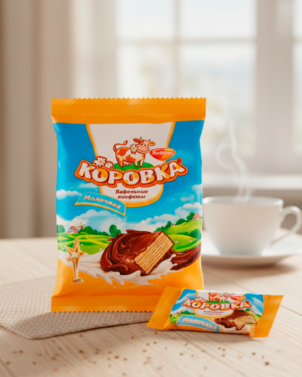Вафли "КОРОВКА" с молочным вкусом, 250 гp