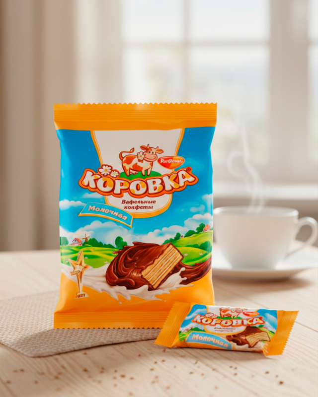 Вафли "КОРОВКА" с молочным вкусом, 250 гp