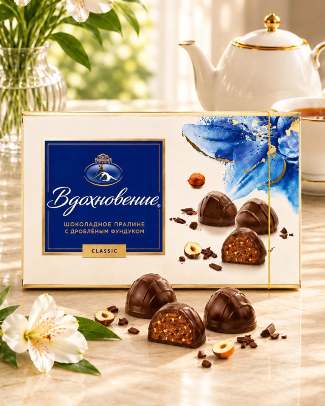 "ВДОХНОВЕНИЕ" Шоколадное пралине с дробленым фундуком 180г