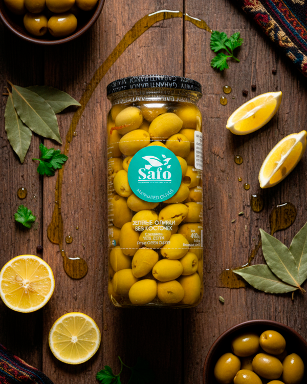 "SAFO" Зеленые оливки без косточек 490gr